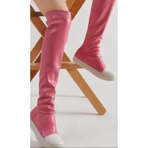 NEW-LILIANA WANNABE-1 SIZE 8 PINK SCOTTISH OVER THE KNEE BOOTS‎ (2395)